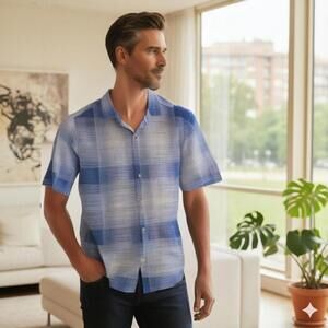 Tommy Bahama Men's Blue Plaid Shirt (SH-21)